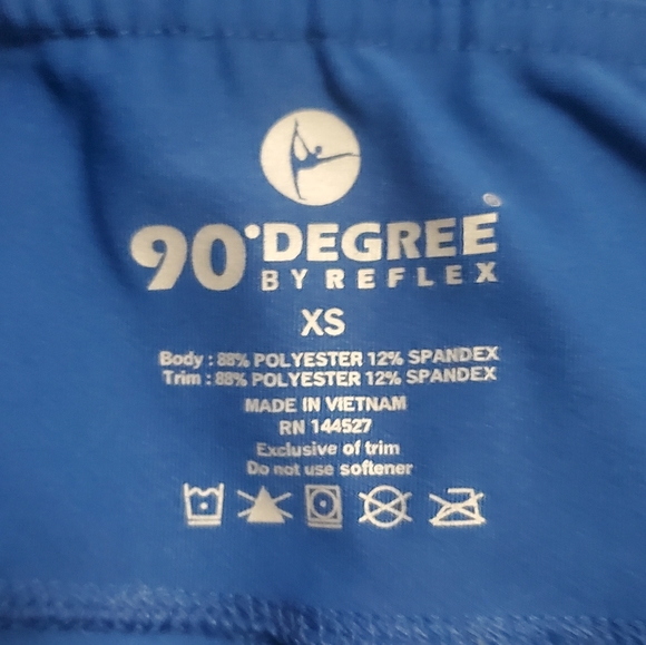 90° DEGREE BY REFLEX XS Blue Capri Leggings W/Leg Slits - Picture 4 of 4